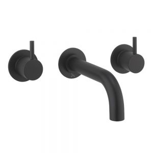 Crosswater MPRO Matt Black 3 Hole Wall Mounted Bath Filler Tap