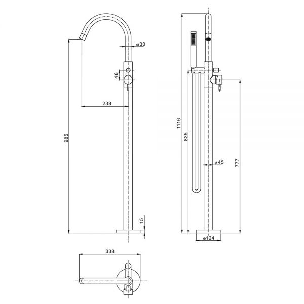 Crosswater MPRO Matt Black Floor Standing Bath Shower Mixer Tap #2