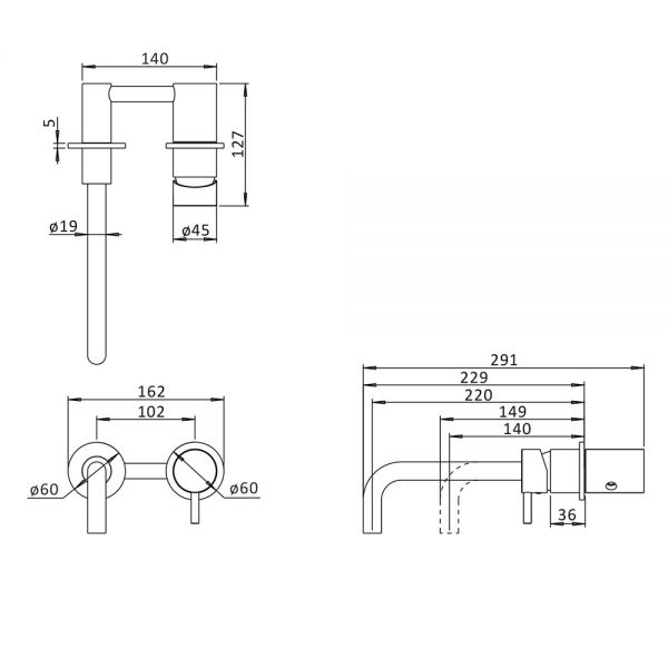 Crosswater MPRO Slate Wall Mounted Basin Mixer Tap #2
