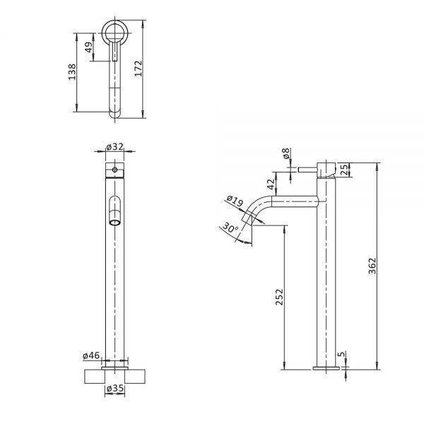 Crosswater MPRO Slate Tall Basin Mixer Tap #2
