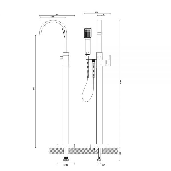 Crosswater Planet Chrome Floor Standing Bath Shower Mixer Tap #2