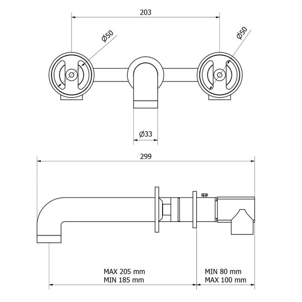 Crosswater Union Brass 3 Hole Wall Mounted Basin Mixer Tap #2