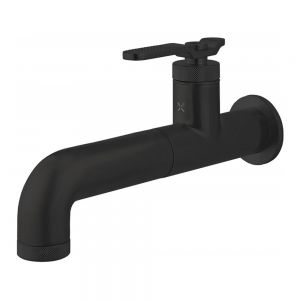 Crosswater Union Lever Matt Black Wall Mounted Mono Basin Mixer Tap