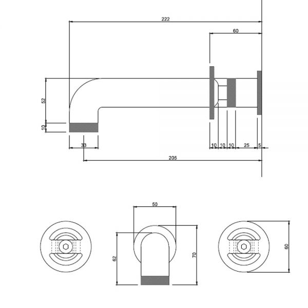 Crosswater Union Matt Black 3 Hole Wall Mounted Basin Mixer Tap #2