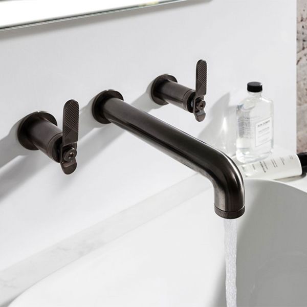 Crosswater Union Lever Matt Black 3 Hole Wall Mounted Basin Mixer Tap #2