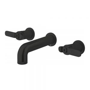 Crosswater Union Lever Matt Black 3 Hole Wall Mounted Basin Mixer Tap