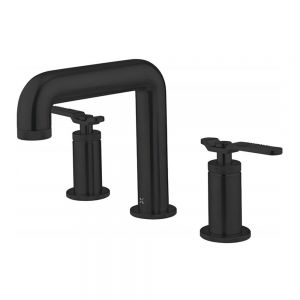 Crosswater Union Lever Matt Black Deck Mounted 3 Hole Basin Mixer Tap