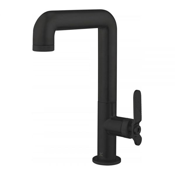 Crosswater Union Lever Matt Black Tall Basin Mixer Tap