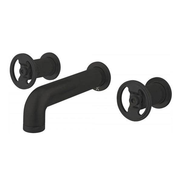 Crosswater Union Matt Black 3 Hole Wall Mounted Basin Mixer Tap