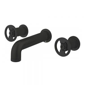 Crosswater Union Matt Black 3 Hole Wall Mounted Basin Mixer Tap