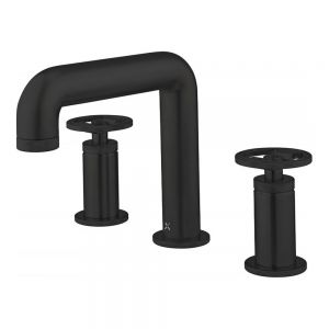 Crosswater Union Matt Black Deck Mounted 3 Hole Basin Mixer Tap