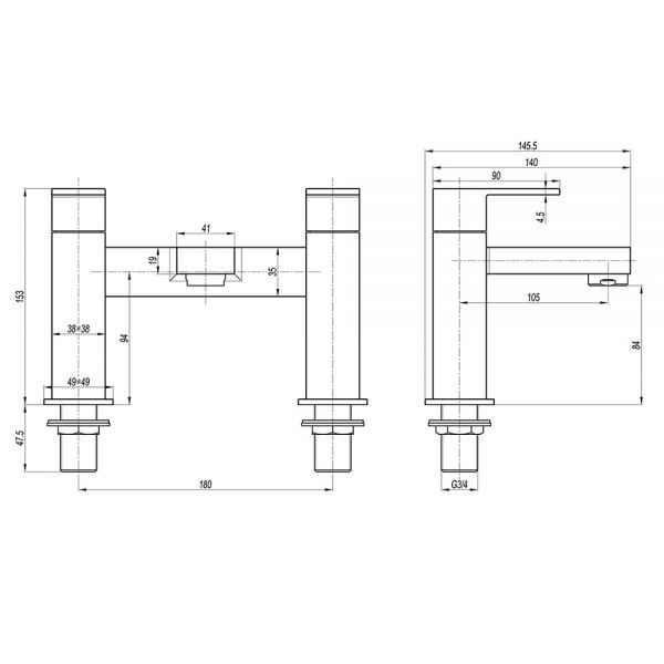 Crosswater Verge Matt Black Bath Filler Tap #2