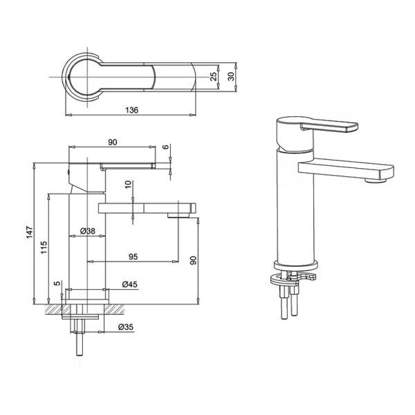 Crosswater Wisp Chrome Mini Basin Mixer Tap #2