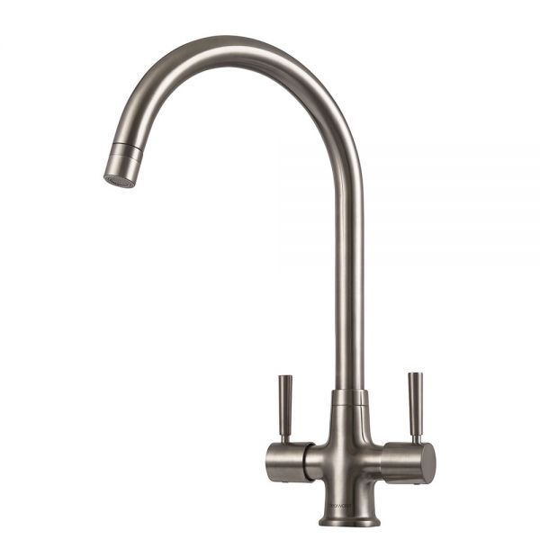 Clearwater Davina Dual Lever Brushed Nickel Twist & Spray Monobloc Kitchen Sink Mixer Tap