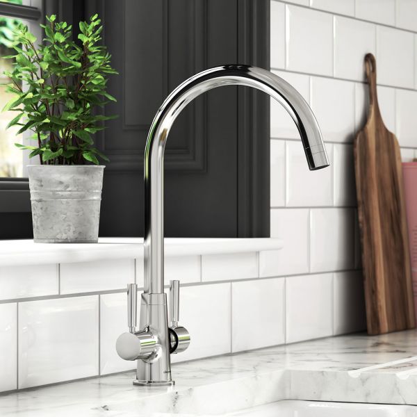 Clearwater Davina Dual Lever Chrome Twist & Spray Monobloc Kitchen Sink Mixer Tap #2