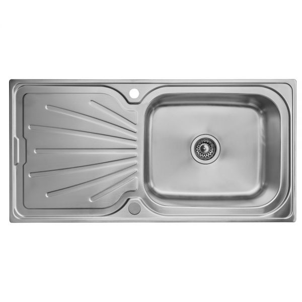 Clearwater Deep Blue 1 Bowl Inset Stainless Steel Kitchen Sink with Drainer 1000 x 500