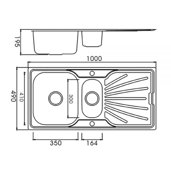 Clearwater Deep Blue 1.5 Bowl Inset Stainless Steel Kitchen Sink with Drainer 1000 x 490 #2