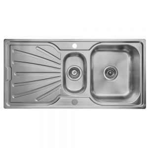 Clearwater Deep Blue 1.5 Bowl Inset Stainless Steel Kitchen Sink with Drainer 1000 x 490