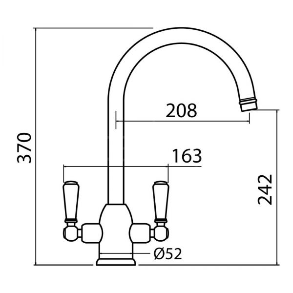 Clearwater Dephini Twin Lever Artisan Brass Monobloc Kitchen Sink Mixer Tap #4