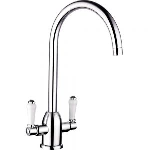 Clearwater Dephini Twin Lever Chrome Monobloc Kitchen Sink Mixer Tap