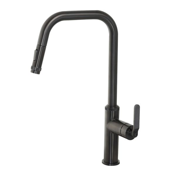JTP Decor Brushed Black Pull Out Kitchen Mixer Tap