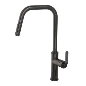 JTP Decor Brushed Black Pull Out Kitchen Mixer Tap