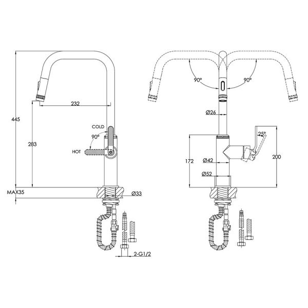 JTP Decor Matt Black Pull Out Kitchen Mixer Tap #2