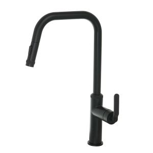 JTP Decor Matt Black Pull Out Kitchen Mixer Tap