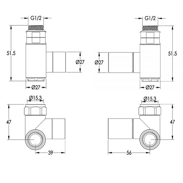 JTP Brushed Brass Dual Fuel Radiator Valves #2