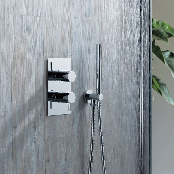 JTP Florence Chrome Three Outlet Two Handle Thermostatic Shower Valve with Designer Handles #2