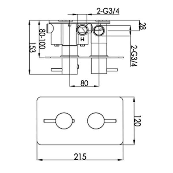 JTP Florence Chrome Three Outlet Two Handle Thermostatic Shower Valve with Designer Handles #3