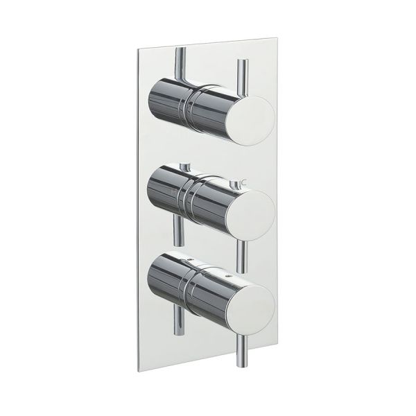 JTP Florence Chrome Vertical Three Outlet Thermostatic Shower Valve with Designer Handles