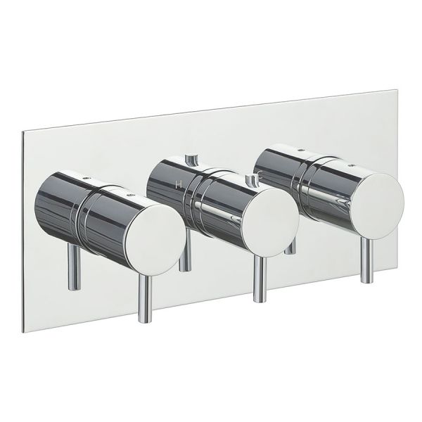 JTP Florence Chrome Horizontal Three Outlet Thermostatic Shower Valve with Designer Handles