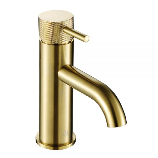 JTP VOS Brushed Brass Basin Mixer Tap with Designer Handle