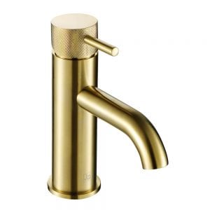 JTP VOS Brushed Brass Basin Mixer Tap with Designer Handle