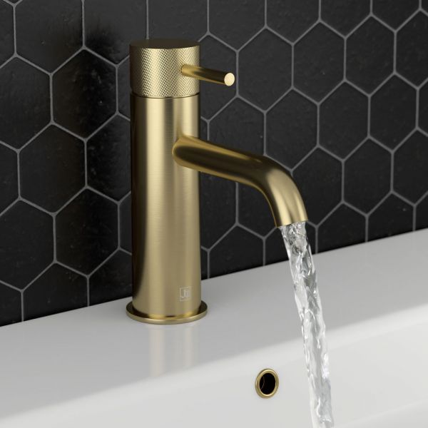 JTP VOS Brushed Brass Basin Mixer Tap with Designer Handle #3