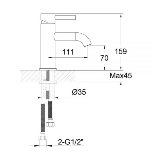 JTP VOS Brushed Brass Basin Mixer Tap with Designer Handle #2