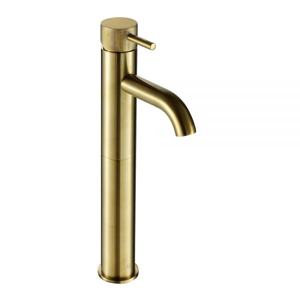 JTP VOS Brushed Brass Tall Basin Mixer Tap with Designer Handle