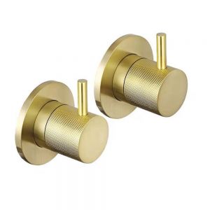 JTP VOS Brushed Brass Wall Mounted Valves with Designer Handle