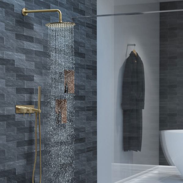 JTP VOS Brushed Brass Two Outlet Thermostatic Shower Valve with Handset Kit with Designer Handle #3