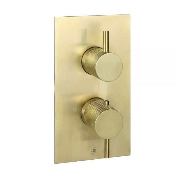 JTP VOS Brushed Brass Single Outlet Thermostatic Shower Valve with Designer Handle