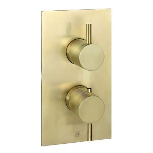 JTP VOS Brushed Brass Two Outlet Thermostatic Shower Valve with Designer Handle
