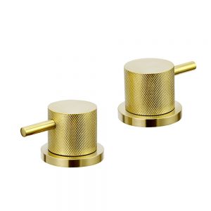JTP VOS Brushed Brass Deck Mounted Panel Valves with Designer Handle