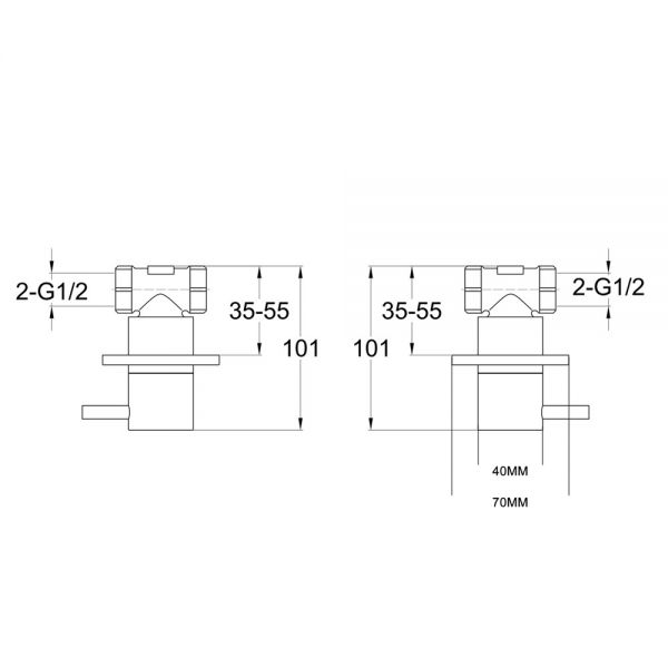 JTP VOS Brushed Black Wall Mounted Valves with Designer Handle #2