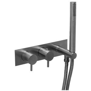 JTP VOS Brushed Black Two Outlet Thermostatic Shower Valve with Handset Kit with Designer Handle