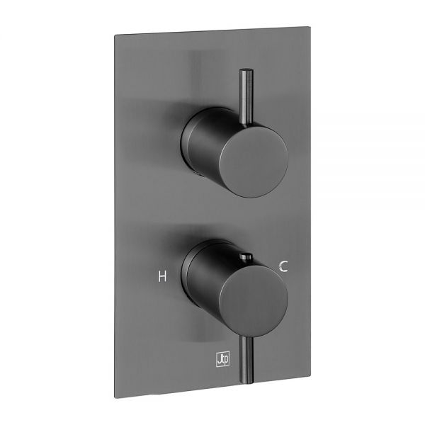 JTP VOS Brushed Black Single Outlet Thermostatic Shower Valve with Designer Handles