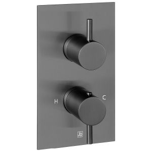 JTP VOS Brushed Black Two Outlet Thermostatic Shower Valve with Designer Handles