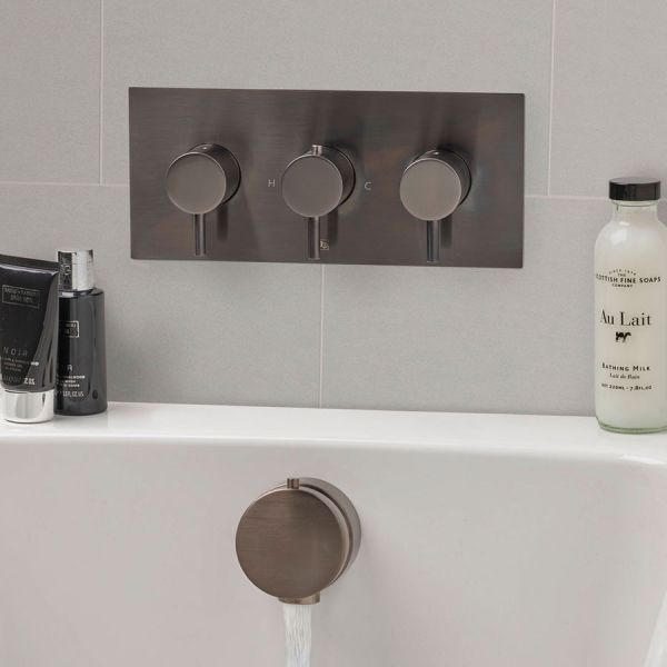JTP VOS Brushed Black Horizontal Three Outlet Thermostatic Shower Valve with Designer Handles #2