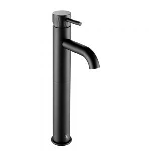 JTP VOS Matt Black Tall Basin Mixer Tap with Designer Handle