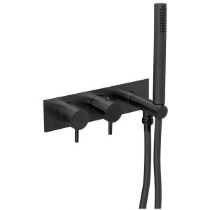 JTP VOS Matt Black Two Outlet Thermostatic Shower Valve with Handset Kit With Designer Handles